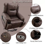 Massage Lift Recliner Chair with Heat and Vibration, Upholstered Reclining Chair with Cup Holder, Storage Pocket, USB Port for Living Room