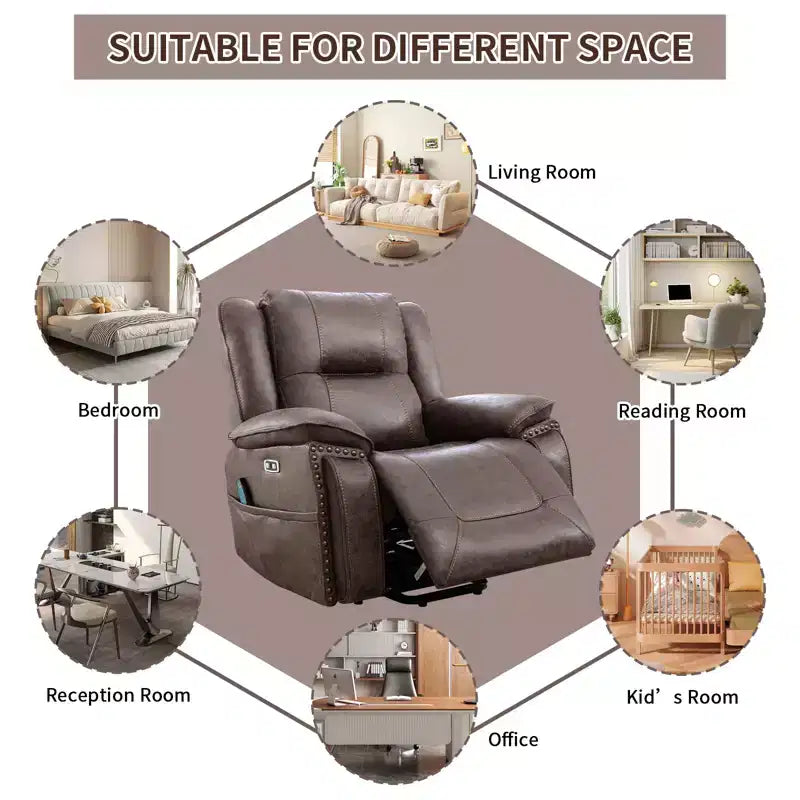 Massage Lift Recliner Chair with Heat and Vibration, Upholstered Reclining Chair with Cup Holder, Storage Pocket, USB Port for Living Room