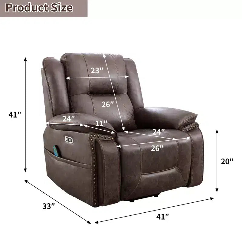 Massage Lift Recliner Chair with Heat and Vibration, Upholstered Reclining Chair with Cup Holder, Storage Pocket, USB Port for Living Room