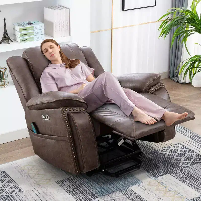 Massage Lift Recliner Chair with Heat and Vibration, Upholstered Reclining Chair with Cup Holder, Storage Pocket, USB Port for Living Room