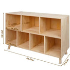 Solid Pine Wood 7-Compartment Storage Cabinet, 45.5L x 29.1H Fixed Shelves Organizer for Books/Toys/Home Dcor, Modern Wooden Shelf