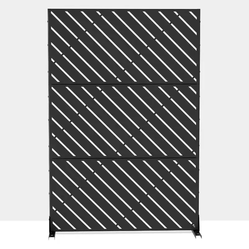 72 inch Rectangle Metal Galvanized Room Divider Freestanding Privacy Screen Garden Fence Outdoor Black