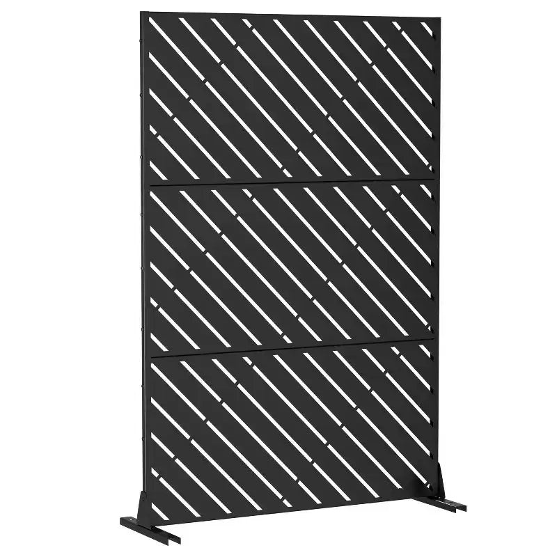 72 inch Rectangle Metal Galvanized Room Divider Freestanding Privacy Screen Garden Fence Outdoor Black