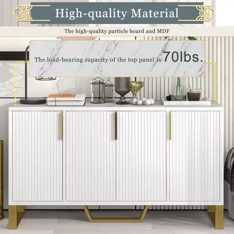 Gracie 60 Modern Sideboard Buffet Cabinet with Adjustable Shelves and Doors