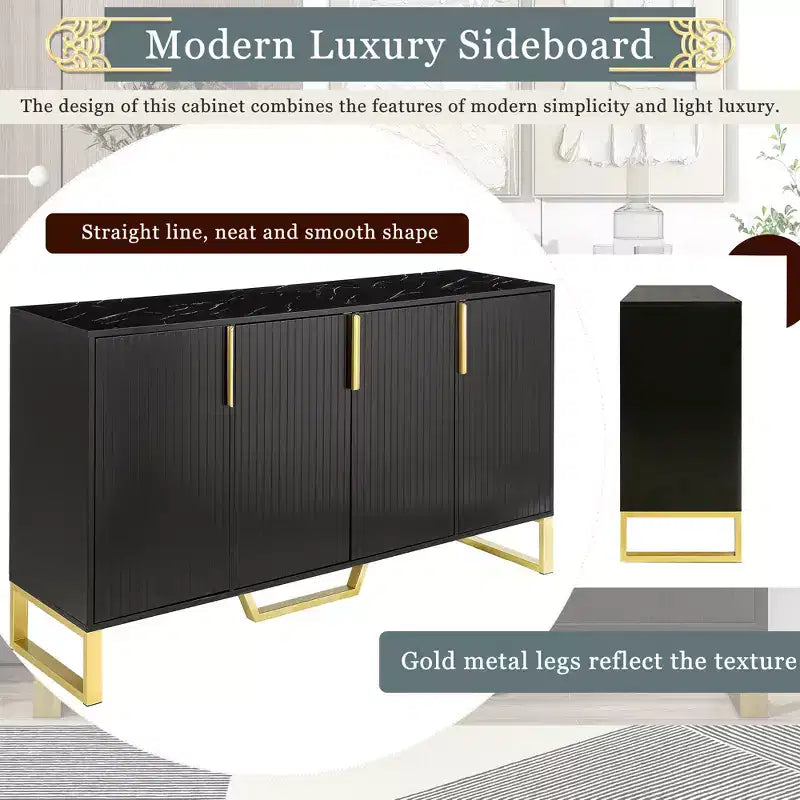 Gracie 60 Modern Sideboard Buffet Cabinet with Adjustable Shelves and Doors
