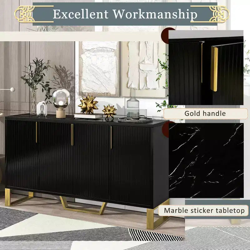 Gracie 60 Modern Sideboard Buffet Cabinet with Adjustable Shelves and Doors