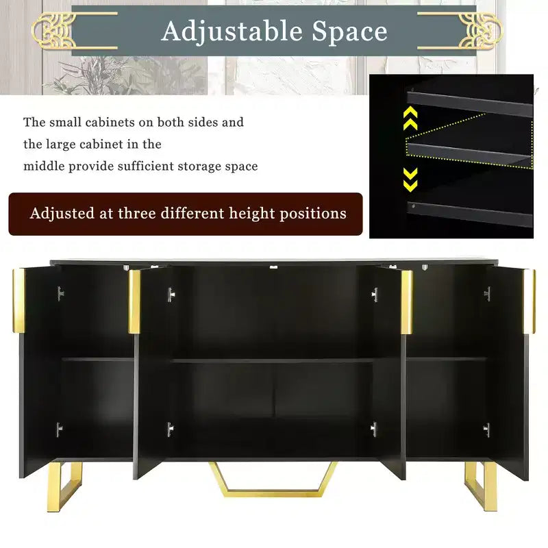 Gracie 60 Modern Sideboard Buffet Cabinet with Adjustable Shelves and Doors