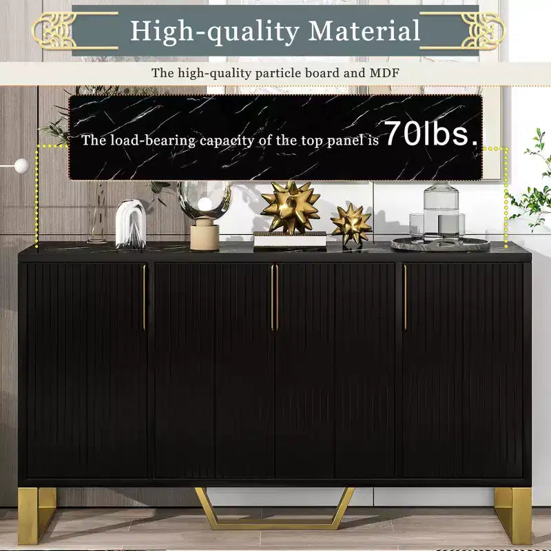 Gracie 60 Modern Sideboard Buffet Cabinet with Adjustable Shelves and Doors