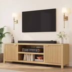 80 '' TV Stand,Modern Entertainment Center with Storage,Wooden Media Cabinet with Fluted Door for Living Room Bedroom