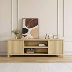 80 '' TV Stand,Modern Entertainment Center with Storage,Wooden Media Cabinet with Fluted Door for Living Room Bedroom