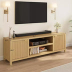 80 '' TV Stand,Modern Entertainment Center with Storage,Wooden Media Cabinet with Fluted Door for Living Room Bedroom