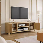 80 '' TV Stand,Modern Entertainment Center with Storage,Wooden Media Cabinet with Fluted Door for Living Room Bedroom