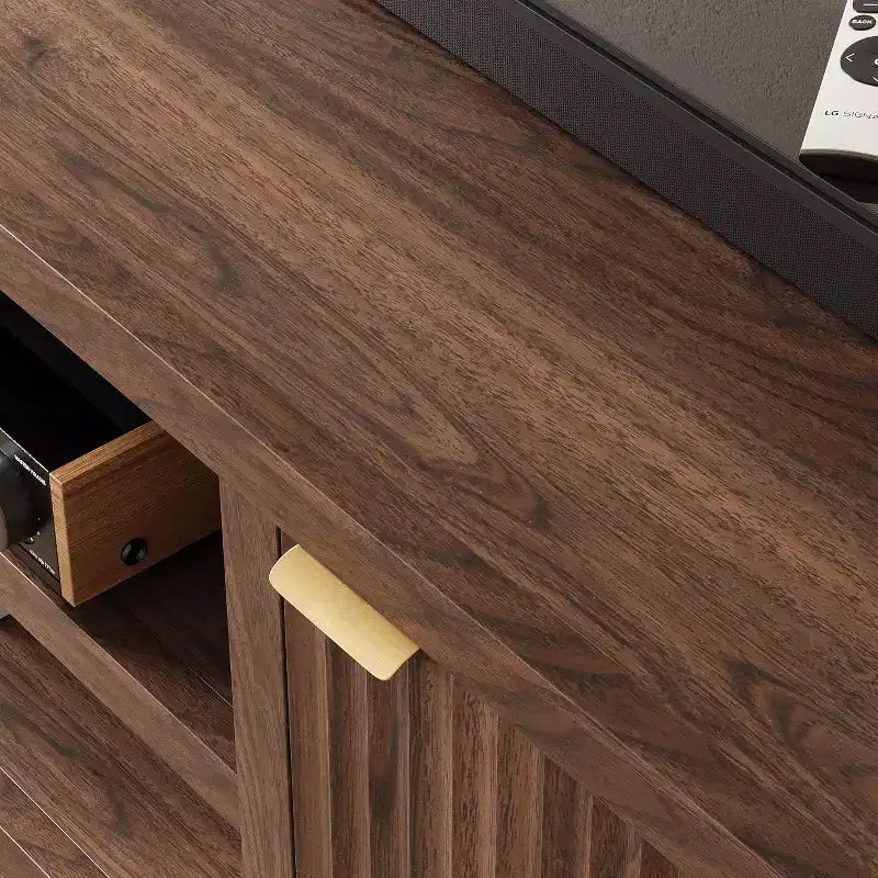80 '' TV Stand,Modern Entertainment Center with Storage,Wooden Media Cabinet with Fluted Door for Living Room Bedroom