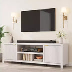 80 '' TV Stand,Modern Entertainment Center with Storage,Wooden Media Cabinet with Fluted Door for Living Room Bedroom