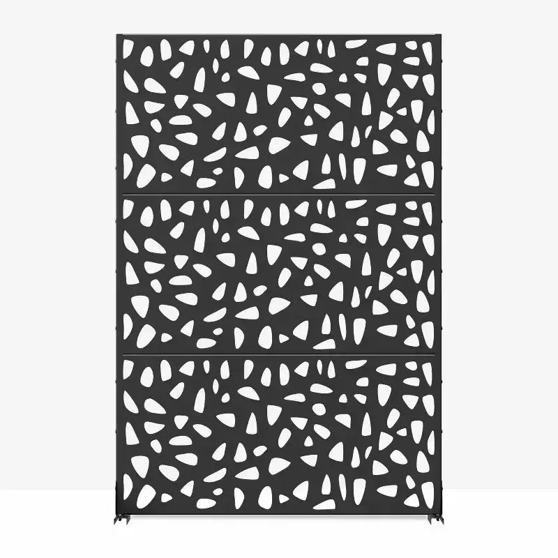 72 inch Galvanized Frame Room Divider Privacy Screen Freestanding Garden Fence Patio Black