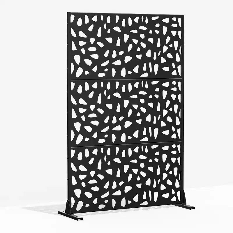 72 inch Galvanized Frame Room Divider Privacy Screen Freestanding Garden Fence Patio Black
