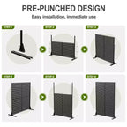 72 inch Galvanized Frame Room Divider Privacy Screen Freestanding Garden Fence Patio Black