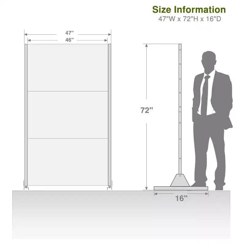 72 inch Galvanized Frame Room Divider Privacy Screen Freestanding Garden Fence Patio Black