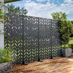72 inch Rectangle Room Divider Metal Galvanized Frame Privacy Screen Garden Fence Patio Black