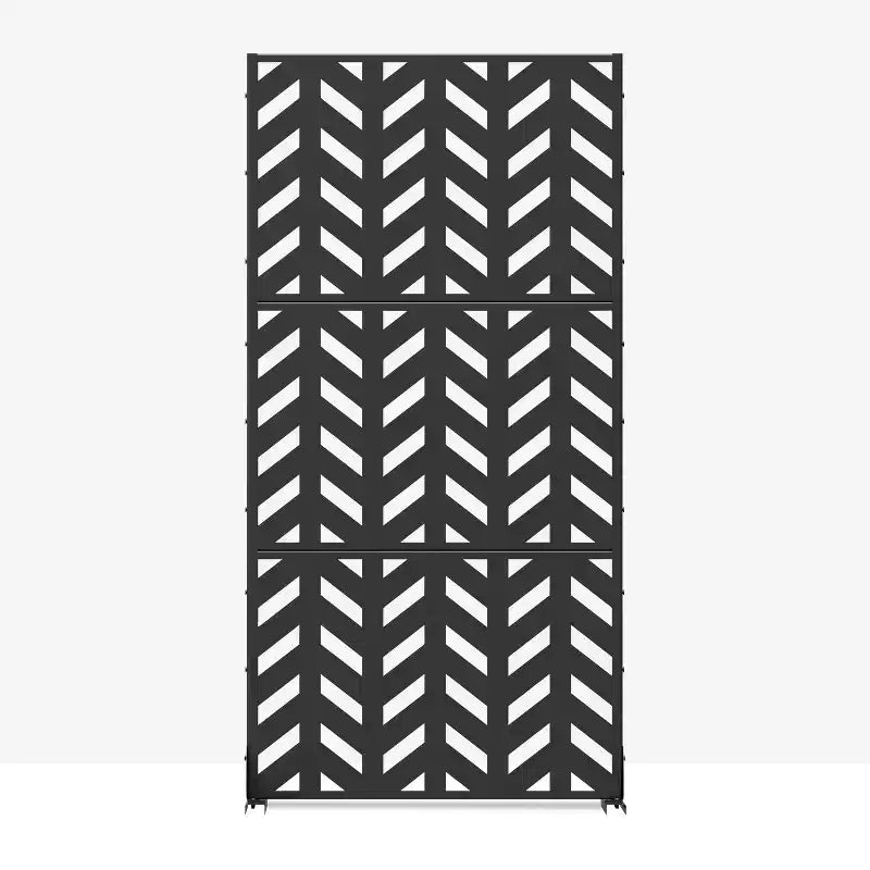 72 inch Rectangle Room Divider Metal Galvanized Frame Privacy Screen Garden Fence Patio Black