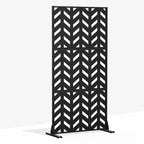 72 inch Rectangle Room Divider Metal Galvanized Frame Privacy Screen Garden Fence Patio Black