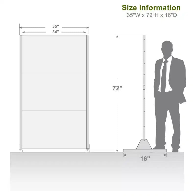 72 inch Rectangle Room Divider Metal Galvanized Frame Privacy Screen Garden Fence Patio Black