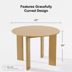 42 Wood Round Dining Table for 4, Farmhouse Modern Kitchen & Dining Room Table