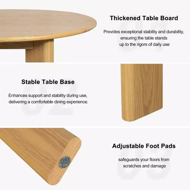 42 Wood Round Dining Table for 4, Farmhouse Modern Kitchen & Dining Room Table