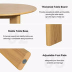 42 Wood Round Dining Table for 4, Farmhouse Modern Kitchen & Dining Room Table