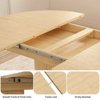 Extendable Dining Table 43-59 for 4-6 People, Solid Wood Top with Fluted Slide Door & 8-Compartment Storage, Space Saving Furniture