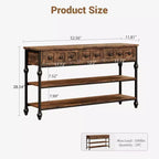 Sofa Table with Storage Drawers, 3 Tier Metal Console TableEntrywayTable, Behind Couch Table, Hallway Table for Entry, Living Room