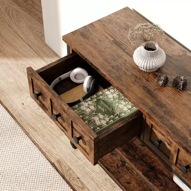Sofa Table with Storage Drawers, 3 Tier Metal Console TableEntrywayTable, Behind Couch Table, Hallway Table for Entry, Living Room