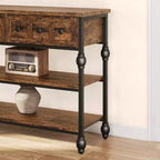 Sofa Table with Storage Drawers, 3 Tier Metal Console TableEntrywayTable, Behind Couch Table, Hallway Table for Entry, Living Room