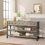 Sofa Table with Storage Drawers, 3 Tier Metal Console TableEntrywayTable, Behind Couch Table, Hallway Table for Entry, Living Room