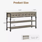 Sofa Table with Storage Drawers, 3 Tier Metal Console TableEntrywayTable, Behind Couch Table, Hallway Table for Entry, Living Room