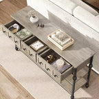 Sofa Table with Storage Drawers, 3 Tier Metal Console TableEntrywayTable, Behind Couch Table, Hallway Table for Entry, Living Room
