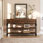 Sofa Table with Storage Drawers, 3 Tier Metal Console TableEntrywayTable, Behind Couch Table, Hallway Table for Entry, Living Room