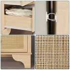 7 Drawer Dresser for Bedroom,47.3'' Wide Rattan Dressers,Large Chest of Drawers,Boho Closet Organizer for Living Room,Entryway and Hallway