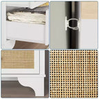 7 Drawer Dresser for Bedroom,47.3'' Wide Rattan Dressers,Large Chest of Drawers,Boho Closet Organizer for Living Room,Entryway and Hallway