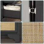 7 Drawer Dresser for Bedroom,47.3'' Wide Rattan Dressers,Large Chest of Drawers,Boho Closet Organizer for Living Room,Entryway and Hallway