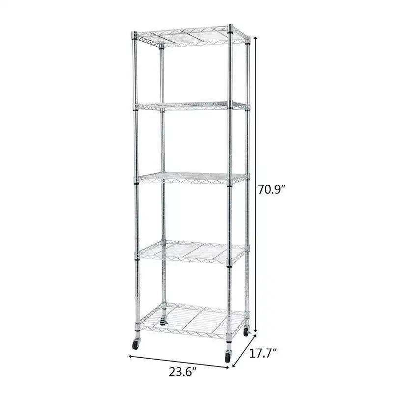 23.62 in.W Steel Height -Adjustable Shelving Unit with Wheels