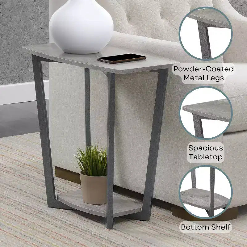 23.75 in.H Gray Color Rectangle Metal Table Top End Table 1 -piece
