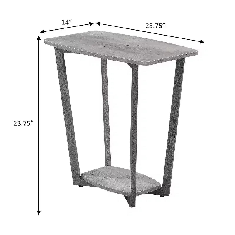 23.75 in.H Gray Color Rectangle Metal Table Top End Table 1 -piece