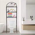 Étagère de rangement à 3 niveaux en métal à placer au-dessus des toilettes, meuble de salle de bain autoportant peu encombrant pour serviettes et articles de toilette