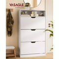 VASAGLE CUSTOS Collection - Shoe Cabinet, Open Compartment, Adjustable and Removable Dividers, 3 Flip Drawers, for 21-24 Pairs, Cloud White
