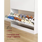 Shoe Cabinet, Open Compartment, Adjustable and Removable Dividers, 3 Flip Drawers, for 21-24 Pairs, Cloud White