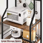 5-Tier Industrial Kitchen Bakers Rack with 2 Wire Baskets and 8 Hooks, Space-Saving Freestanding Microwave Stand and Coffee Bar Station