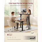 Electric Standing Desk, Height Adjustable Desk, Sedentary Reminder, 4 Memory Heights, for Home Office, 63 x 27.6 Inches, Rustic Brown