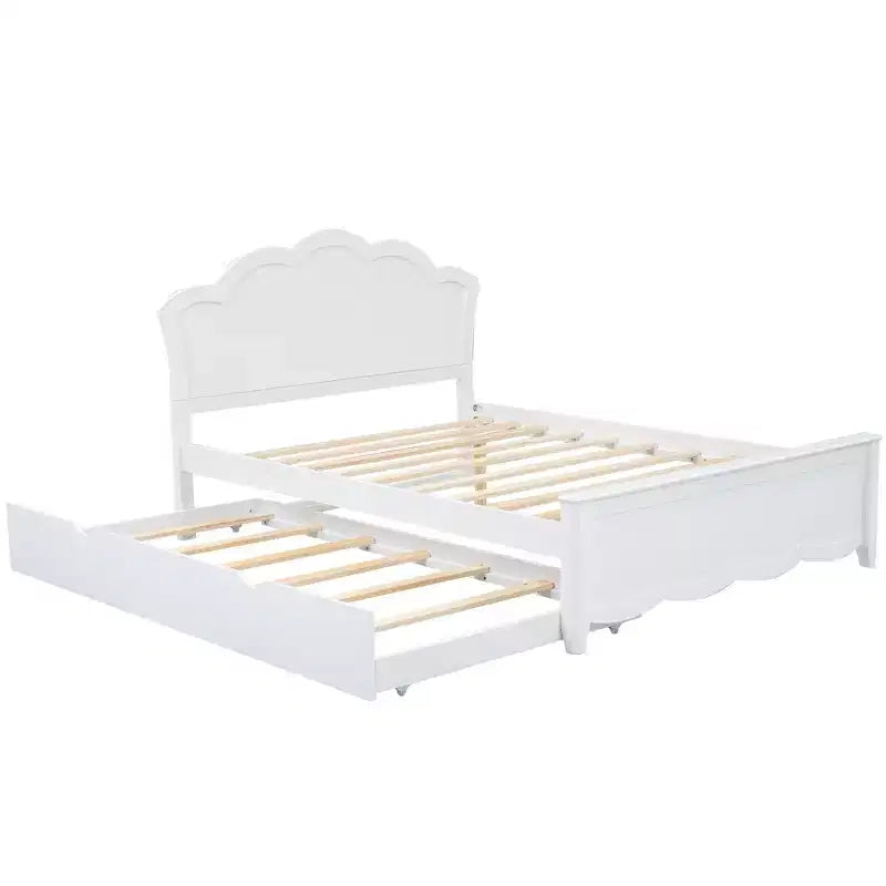 Queen Size Platform Bed?With Twin Size Trundle, Easy Assembly