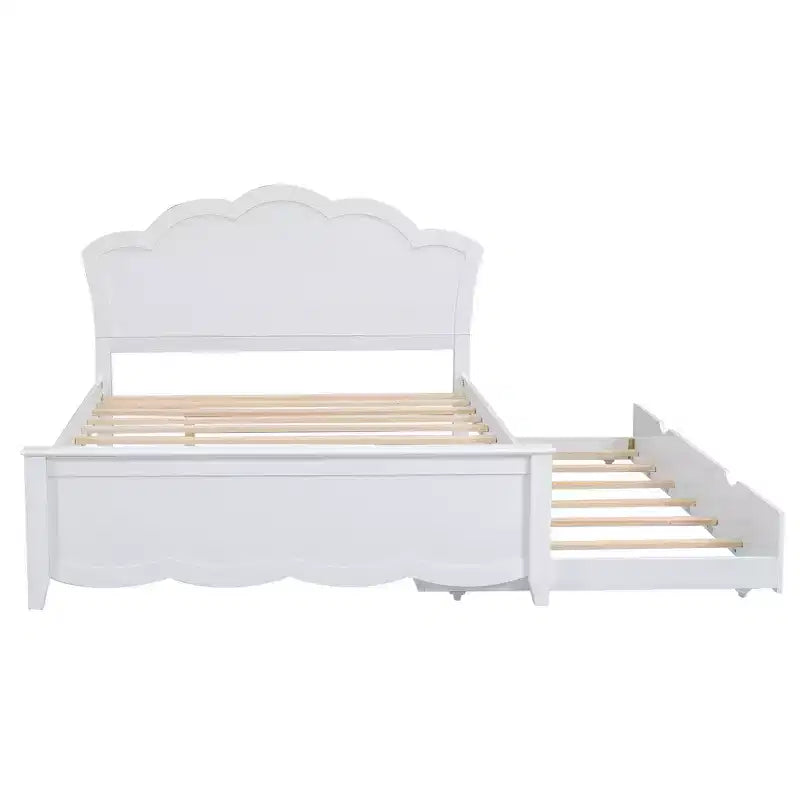 Queen Size Platform Bed?With Twin Size Trundle, Easy Assembly